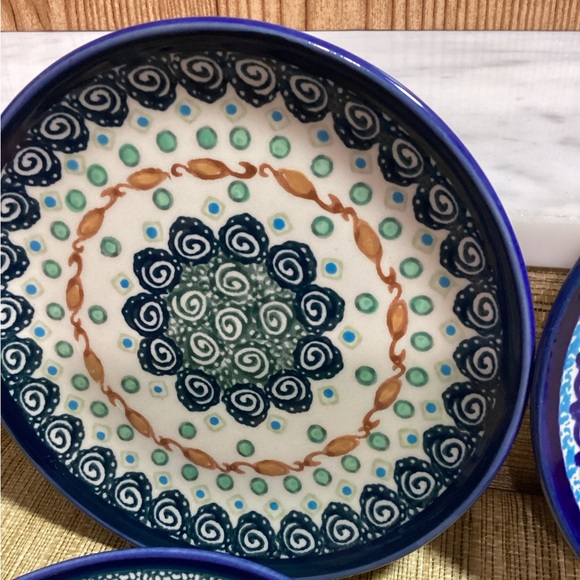 Vintage Unikat Polish Pottery 4 Different Artist 6.5” Dessert plates - Picture 6 of 7
